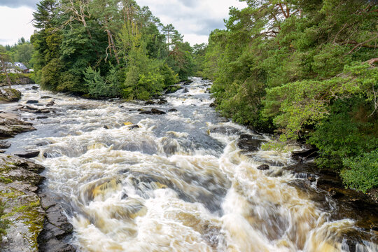 Falls of Dochart rapids in Killin, Tayside, Scotland