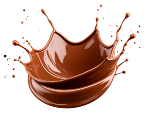  Glossy Melted Chocolate Splash Shape Isolated on Black