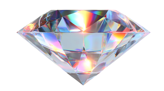 Radiant Diamond Gemstone Shimmers with Iridescent Light on Transparent Backdrop for Jewelry and Luxury Concepts