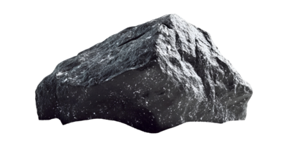 Rough Black Rock Formation on Transparent Background for Geological Studies and Landscape Design Projects