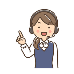 ヘッドセットをして笑顔で説明してるオペレーターの女性