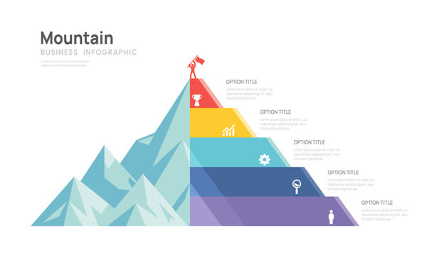 Iceberg infographic template for business. mountain 5 steps to success with icon. presentation vector infographics.