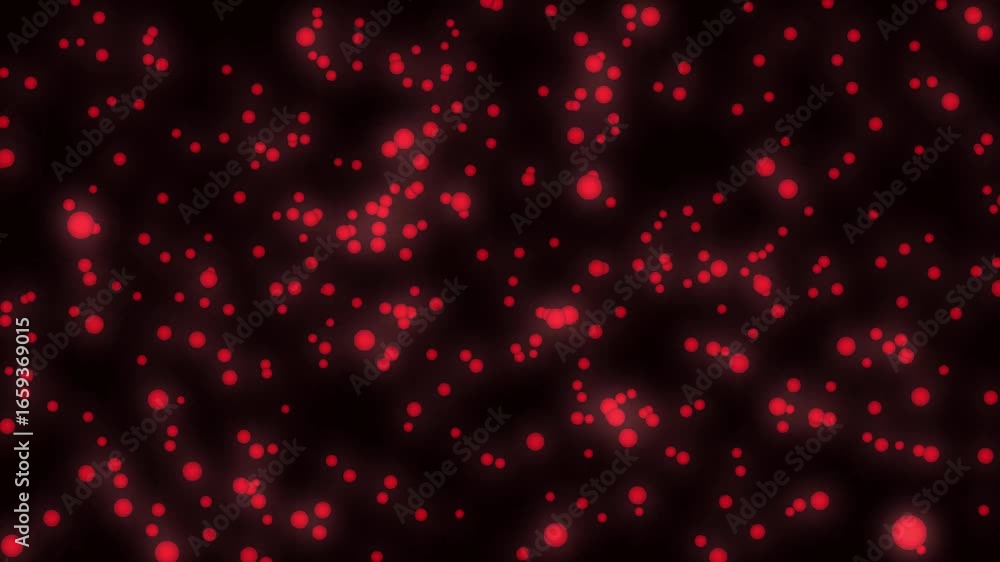 Poster animated red particle swarm seamless loop motion graphics glowing particles energy flowing red light