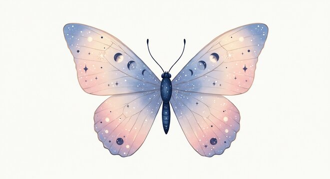 Zartrosa Schmetterling fliegt sanft im zarten Mondlicht. AI Generated