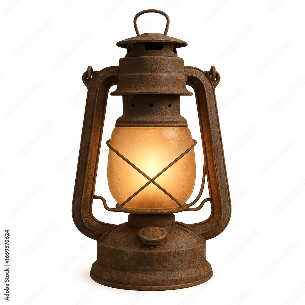 Poster rustic desert lantern illuminating warm light in simple design