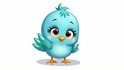 Obraz premium A charming cartoon bird character with bright colors, playful details, and an expressive, cheerful style. Designed with a cute and friendly appearance, this illustration is perfect for children’s book