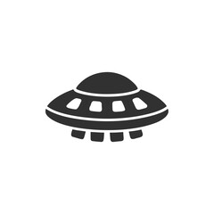 UFO Spaceship Flying Saucer Icon with White Background