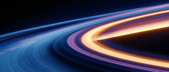 Dreamy fluorescent Saturn rings closeup view