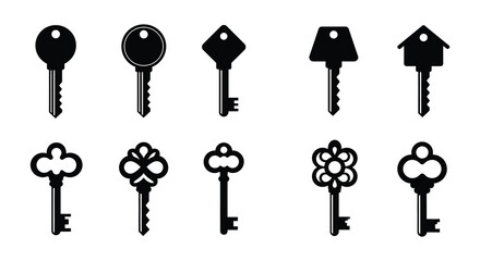 Collection of various keys in different shapes and designs