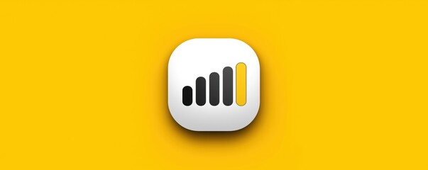 A logo design featuring a signal strength indicator with black bars and a yellow accent on a bright yellow background.