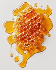 A vibrant image of honeycomb drizzled with golden honey, showcasing its natural sweetness and intricate hexagonal patterns.