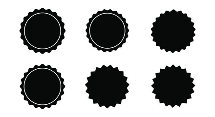 Collection of black award badges with different outline styles