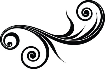Elegant Swirl Flourish Stencil Vector Silhouette