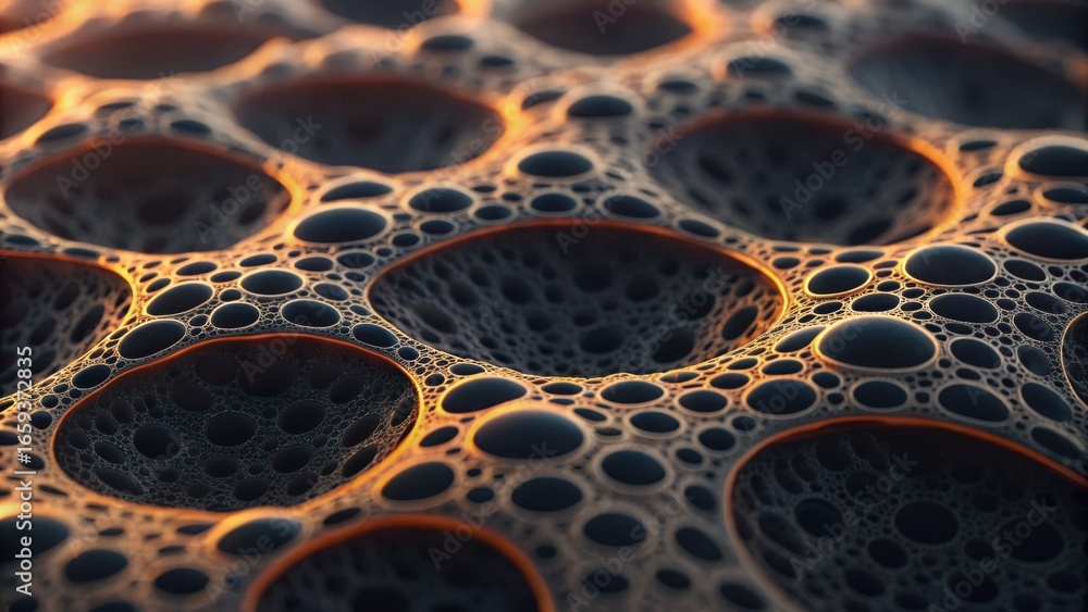 Poster close-up detail of industrial foam texture with abstract patterns