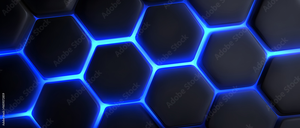 Poster minimal black hexagon pattern background design