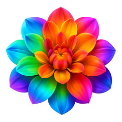 Fototapeta premium Vibrant Prismatic Flower Blooming with Colorful Petals and Leaves