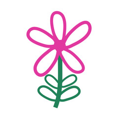 Cute flower kids drawing, flower kidcore vector illustration