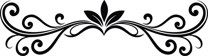 Vintage Flourish Divider Design Vector Silhouette