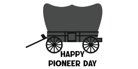 Happy Pioneer Day Covered Wagon Illustration Vector