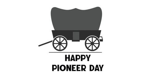 Happy Pioneer Day Covered Wagon Illustration Vector