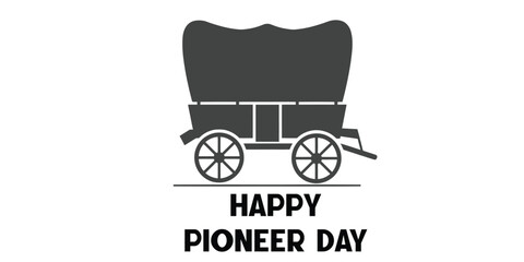 Happy Pioneer Day Covered Wagon Illustration Vector