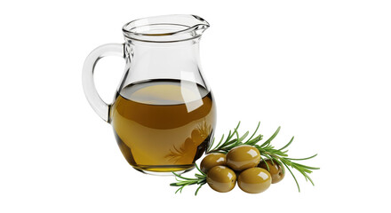 Isolated Olive Oil and Olives