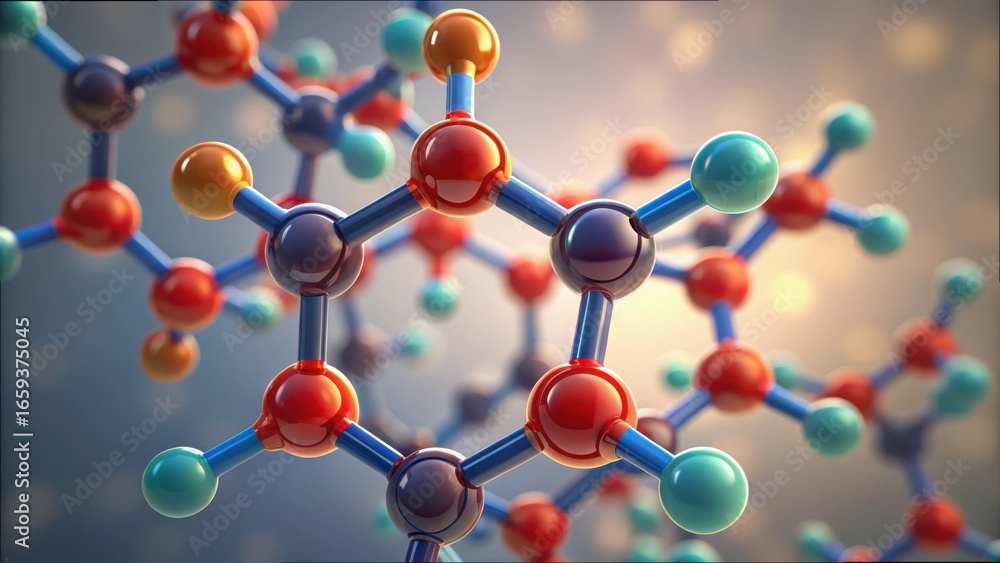Poster macro render of synthetic molecule structure standard v2 3x detail