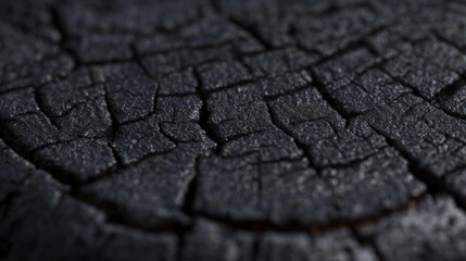 Obraz premium Macro shot of a charred wood surface revealing intricate patterns and textures adding drama and