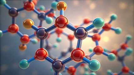 Obraz premium Macro Render of Synthetic Molecule Structure Standard V2 3X Detail