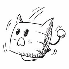 Delightful sketchy cat drawing with transparent background perfect for adding a touch of whimsy to your designs, ideal for kids' projects, pet-themed graphics, and playful illustrations