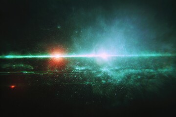 Cosmic streaks, teal and burnt orange nebula