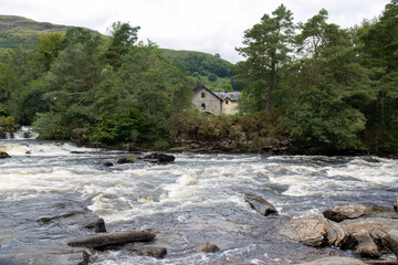 Falls of Dochart rapids in Killin, Tayside, Scotland