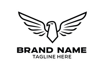 Modern Line Art Logo of Eagle with Wings on White Background