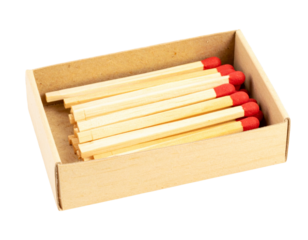 Open matchbox filled with matches isolated on transparent background PNG