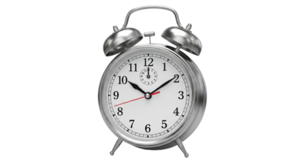 Isolated Silver Alarm Clock