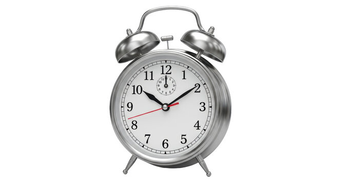 Isolated Silver Alarm Clock