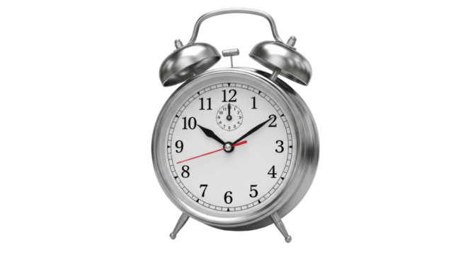 Isolated Silver Alarm Clock