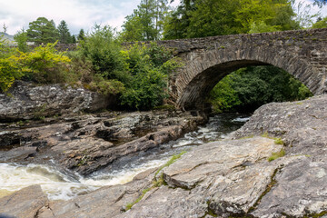 Falls of Dochart rapids in Killin, Tayside, Scotland