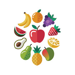 Colors apple Banana Orange Avocado Mango food