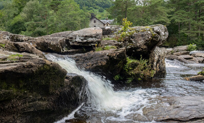 Falls of Dochart rapids in Killin, Tayside, Scotland