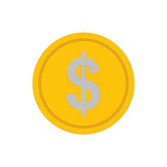 Obraz premium A single gold coin with a gray dollar sign on a white background.