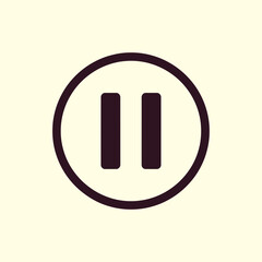 A pause symbol is displayed inside a circle on a light background.