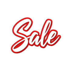 Obraz premium 3D Sale Word Glossy Red Ribbon Style on Transparent Background Isolated Design