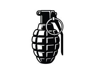 Fototapeta premium Black and White Grenade Vector Illustration Explosive Device Concept Minimalist Design for Danger and Warfare Imagery