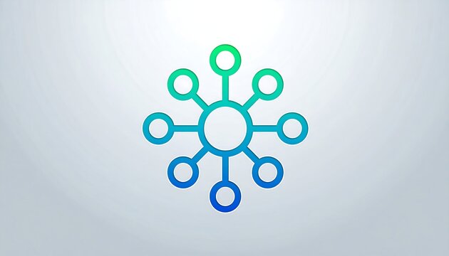 Abstract network graphic; central node with eight connected outer nodes