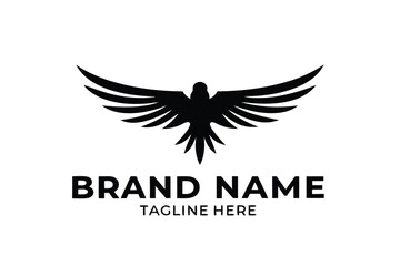 Minimalist Silhouette Eagle Logo with Bold Brand Name and Tagline Below