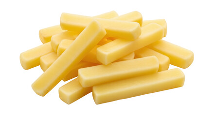 Isolated Pile of Raw Potato Sticks