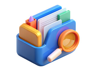 Desk Organizer With Documents Magnifying Glass and Pencil