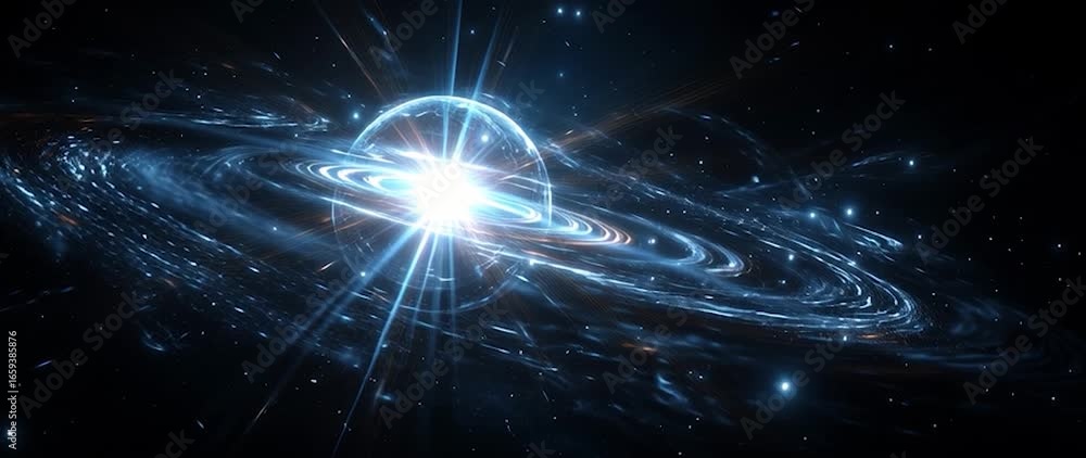 Canvas Prints anamorphic video quantum entanglement concept with glowing lines and stars. perfect for science-rela