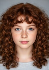 Fototapeta premium Portrait of a Young Girl with Curly Red Hair.
